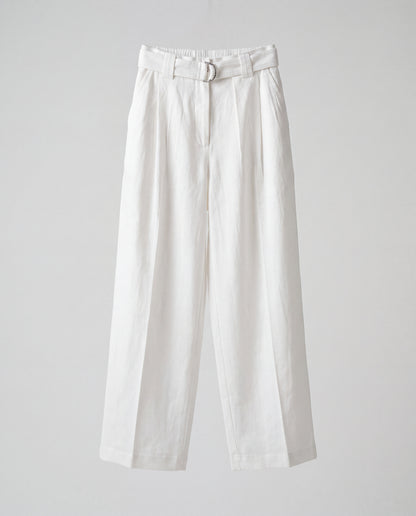 Pants- Linen balloon baggy White