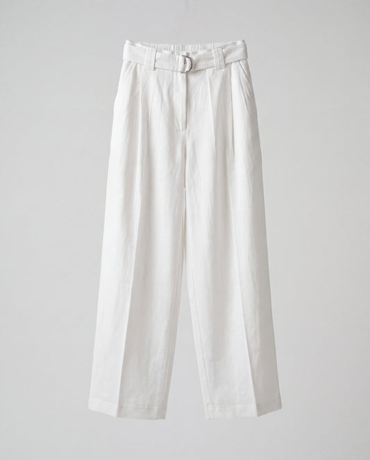 Pants- Linen balloon baggy White