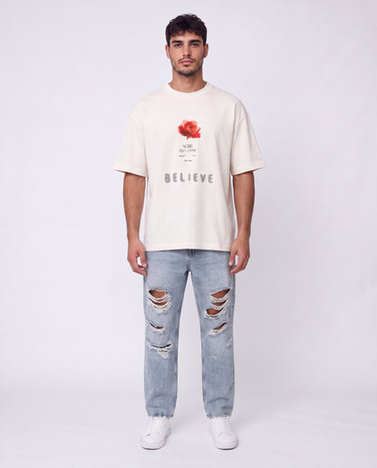 T-shirt- Oversize Flower White
