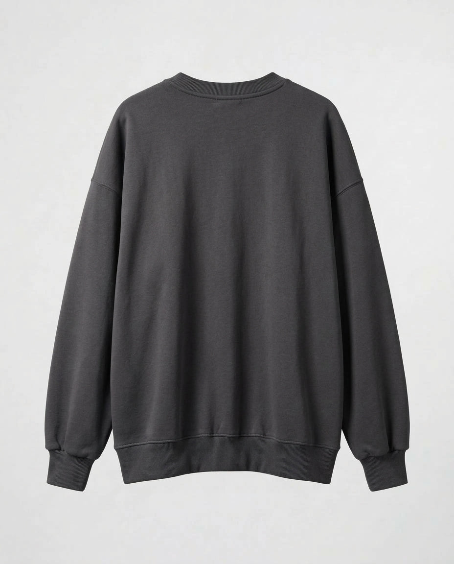 SWEATSHIRT OVERSIZE- Plain Dark Gray