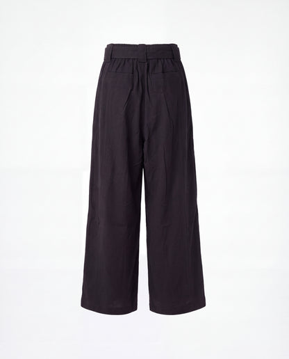 Pants- Linen balloon baggy Black