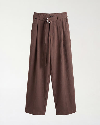 Pants- Linen balloon baggy Brown