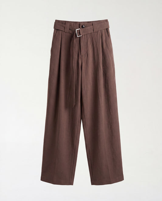 Pants- Linen balloon baggy Brown