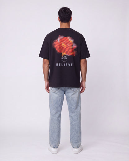 T-shirt- Oversize Flower Black