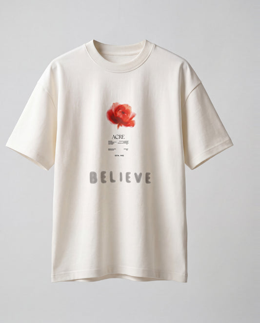 T-shirt- Oversize Flower White