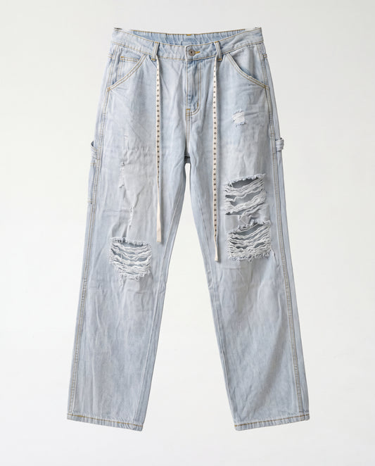 Jeans -  Baggy Denim Ripped