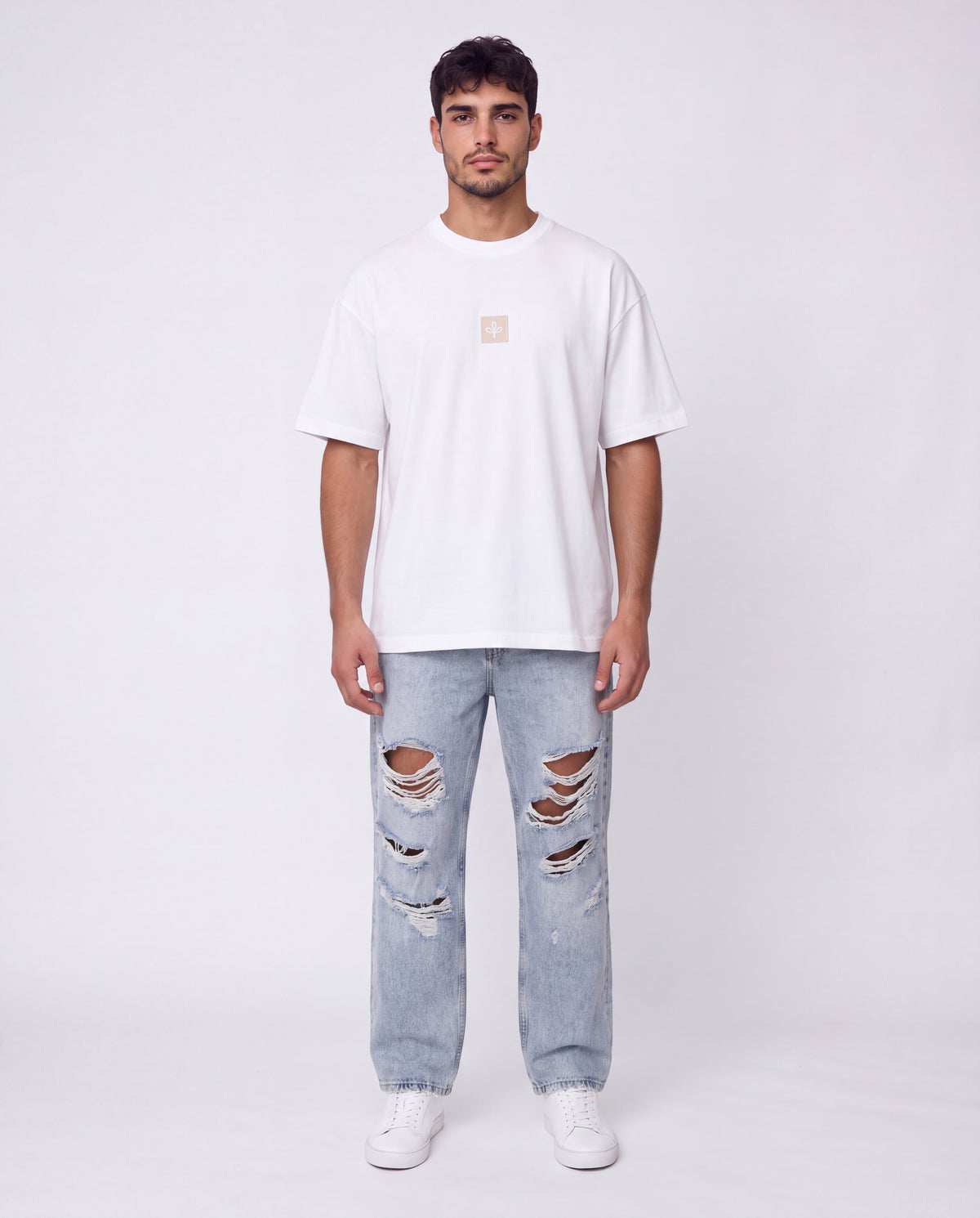 T-shirt- Oversize Wash Patch White