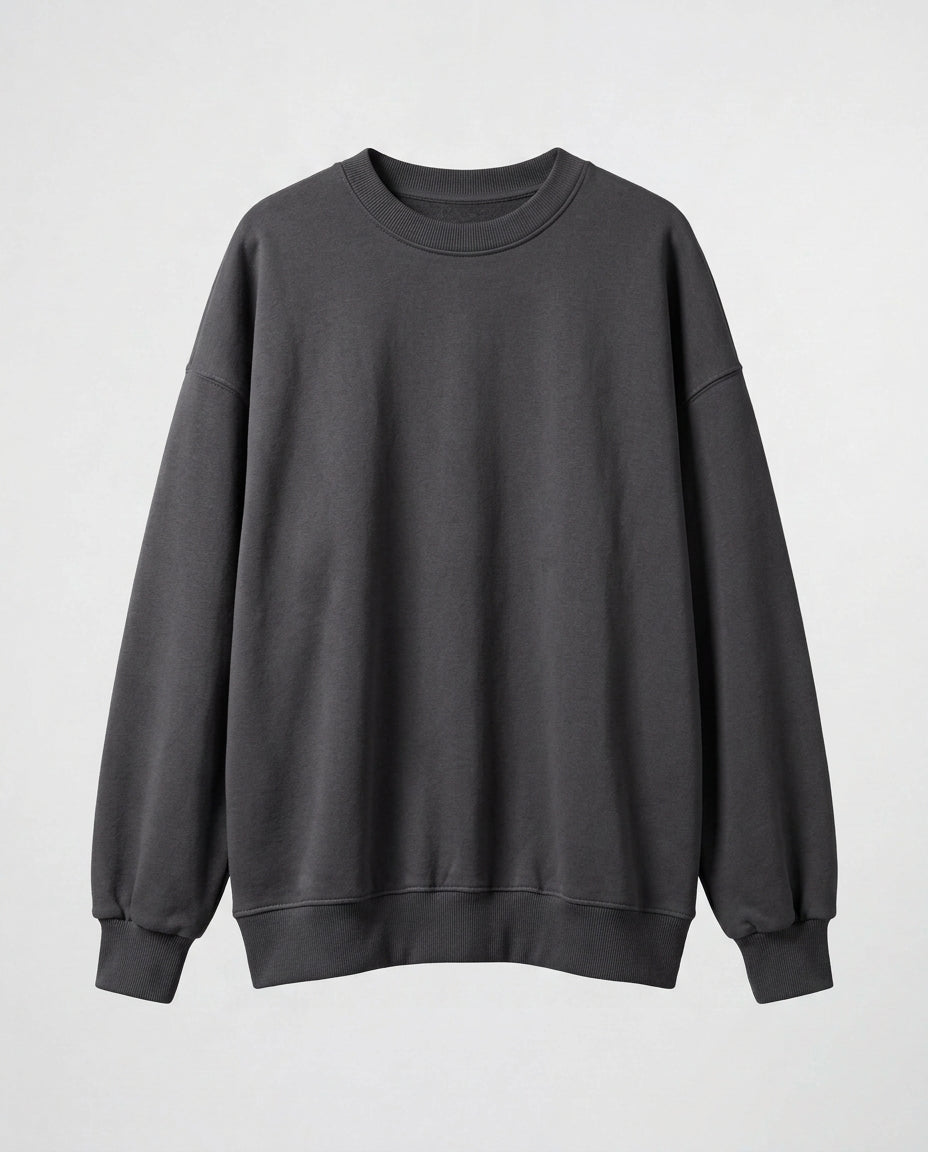 SWEATSHIRT OVERSIZE- Plain Dark Gray