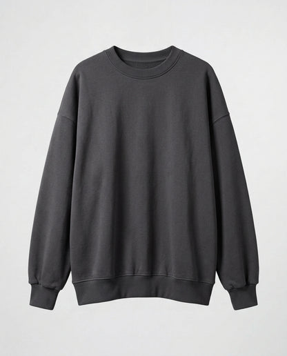 SWEATSHIRT OVERSIZE- Plain Dark Gray