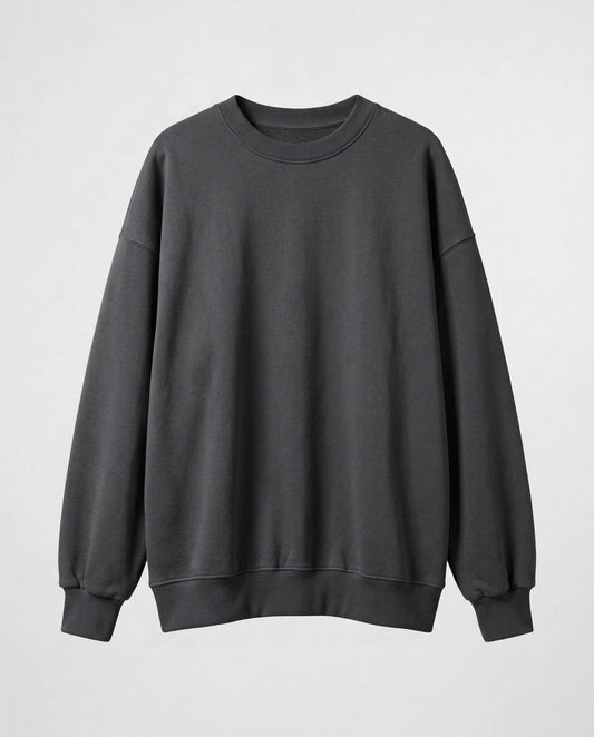 SWEATSHIRT OVERSIZE- Plain Dark Gray