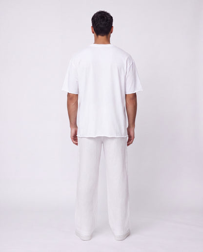 Pants- Linen balloon baggy White