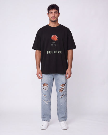 T-shirt- Oversize Flower Black
