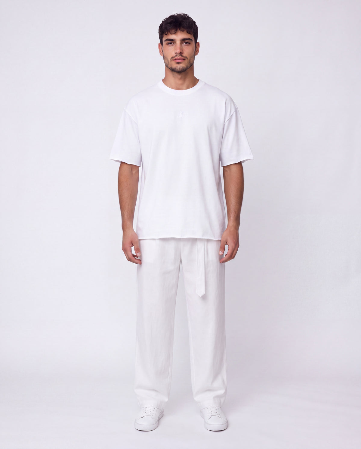 Pants- Linen balloon baggy White