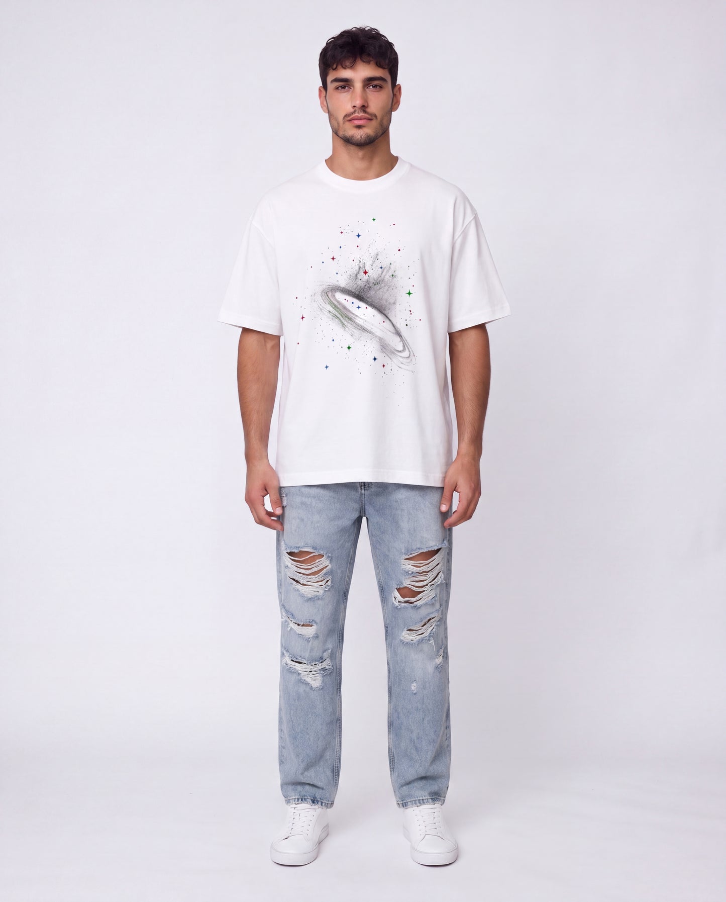 T-shirt- Oversize Space White
