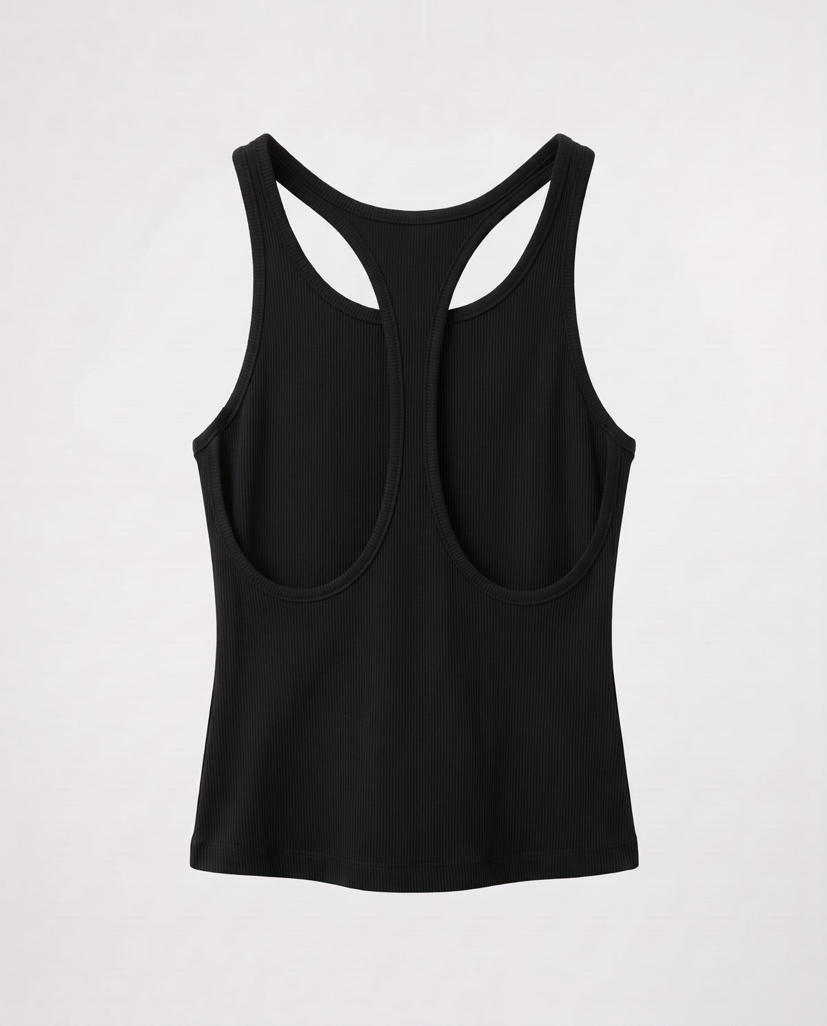 Rib Open Back Tank Top- Black