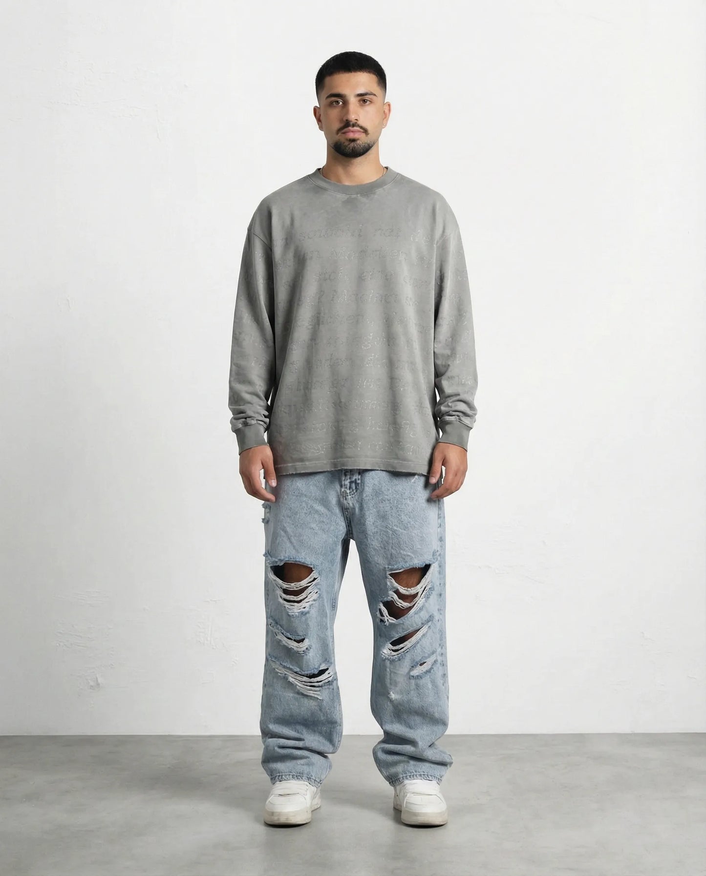 OVERSIZE LOGO STREET STYLE GRAY