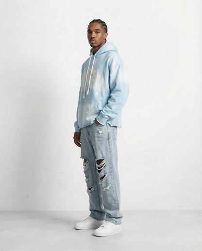 Sweatshirt OVERSIZE CAMPY bag front light blue